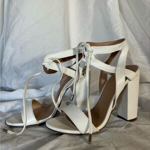 White Lace up Heels
